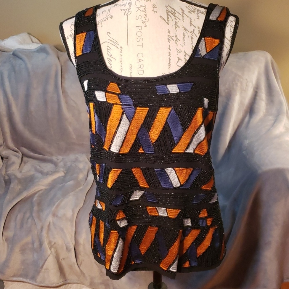 Amazing lined, beaded tank, dressy or casual